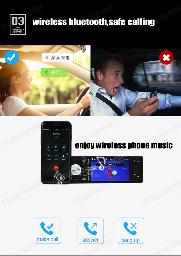 Single 1 DIN Car RadioMP5 USB / TF card AUX/SD 4.1-inch remote control Bluetooth