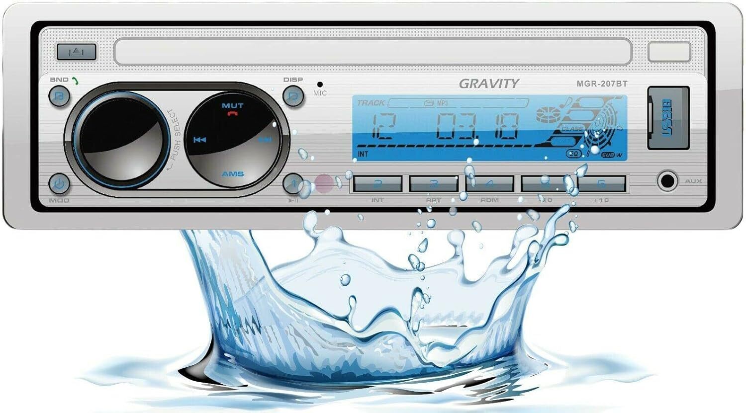 Gravity MGR-207BT 200W A2DP True Marine Stereo AM FM Radio Media Player…