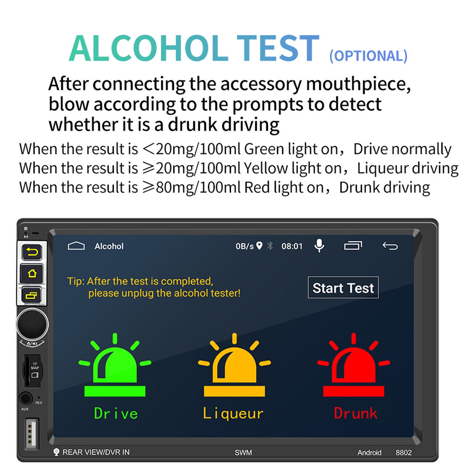 7inch Android10.1 2Din Car Radio Bluetooth USB WIFI Steering Wheel S-8802C 1+16G