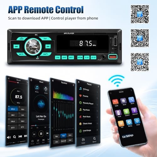 Car Radio Bluetooth Single DIN Car Stereo Audio, Car Audio with Dual Bluetooth