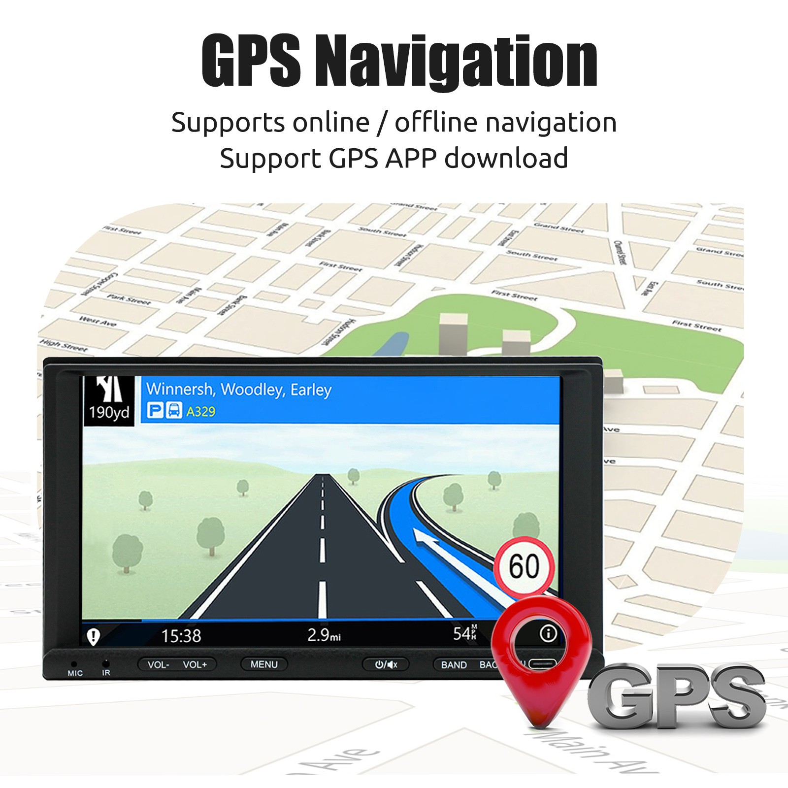 Android 15 4+64G 7″ 2Din Car Stereo Radio GPS Navi Wireless Carplay Android Auto