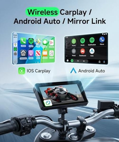 6 Inch Motorcycle Wirelsss Carplay Screen, Portable Touchscreen 6 inch