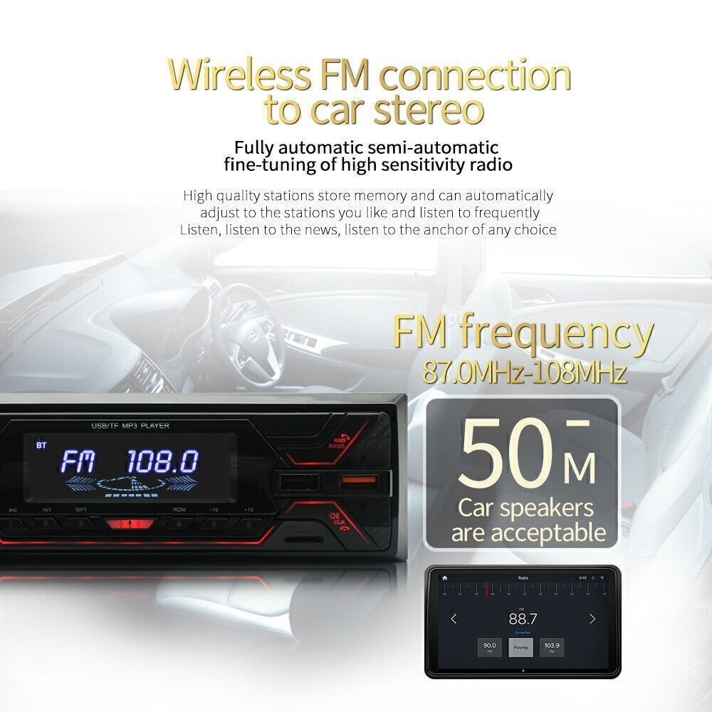 Bluetooth Car Stereo Audio In-Dash FM Aux Input Receiver SD USB MP3 Radio Player