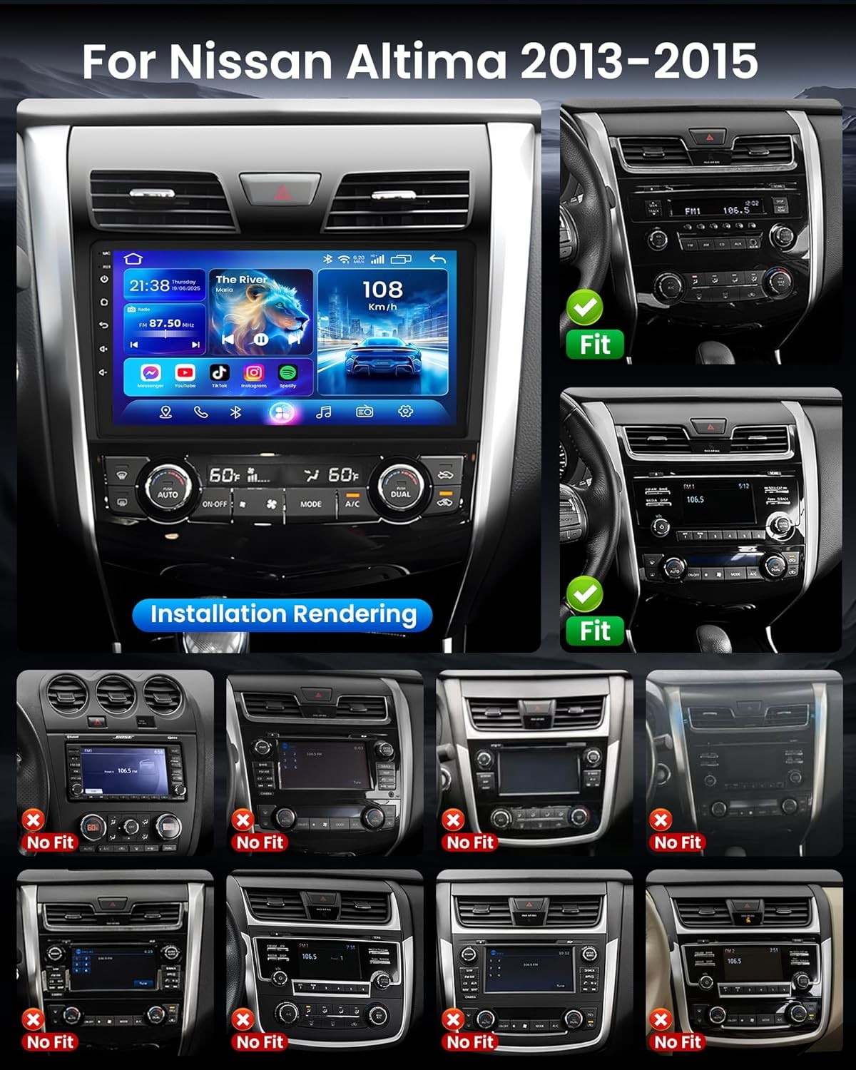 For 2013-2018 Nissan Altima Apple Carplay Car Radio Android 12 GPS FM Stereo DSP