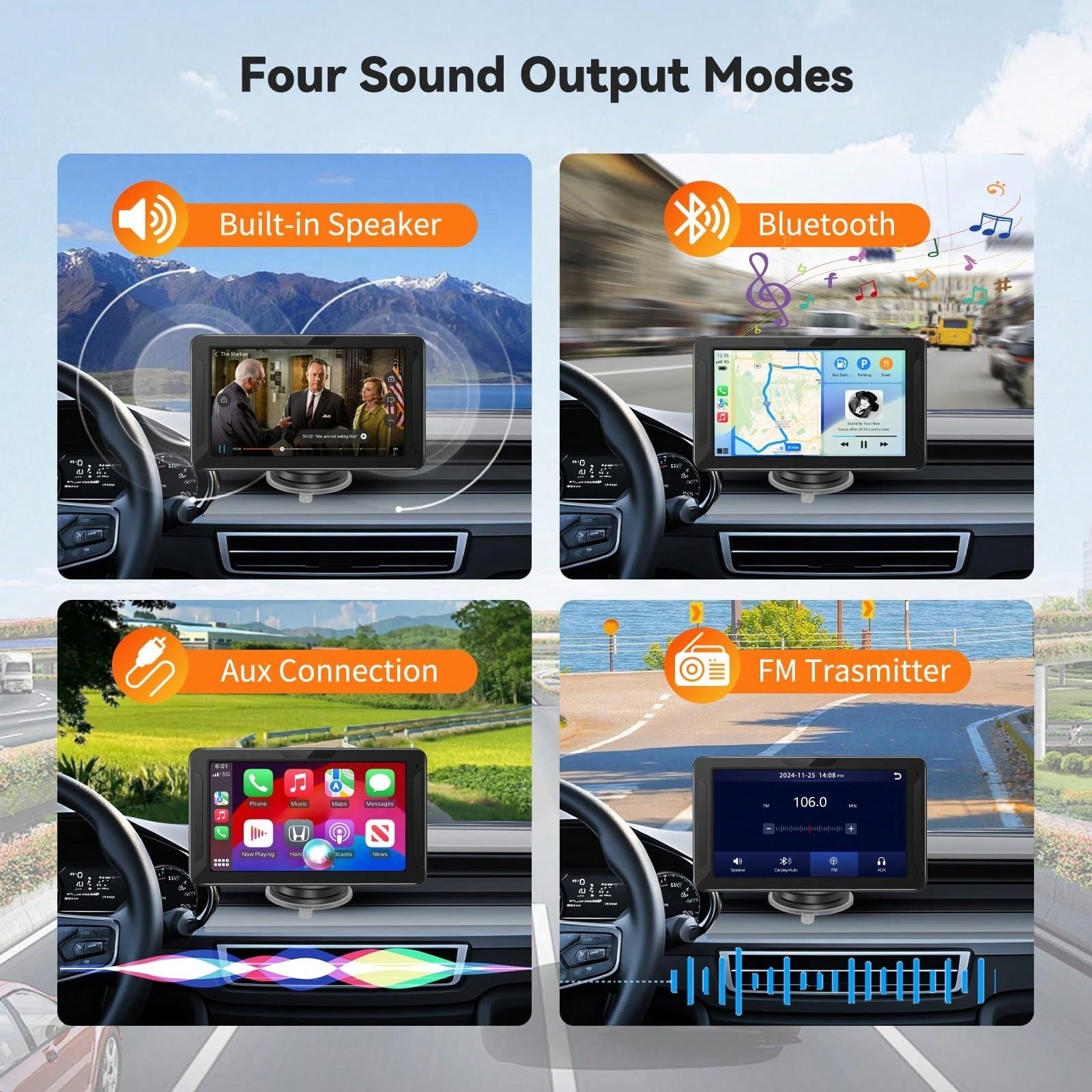 7 Inch Car Radio With Wireless CarPlay Android Auto Dash Cam And Backup Camera