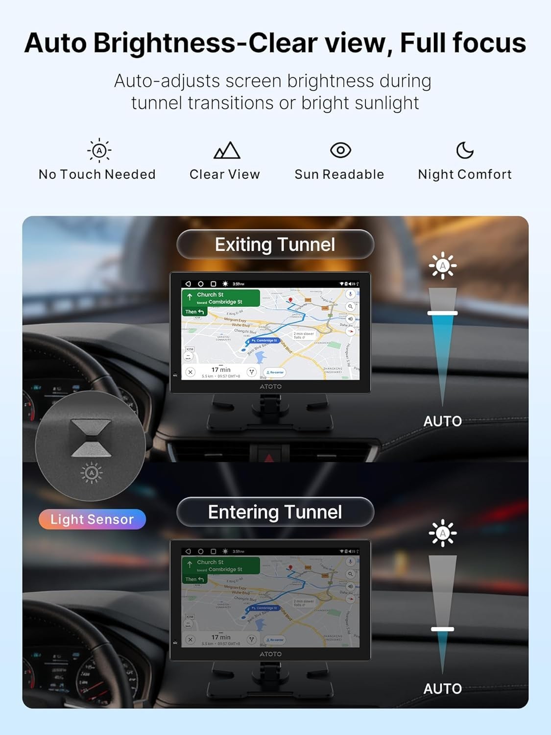 AI Protable Screen 9 QLED Car Display WL Head Unit, 4G LTE Dual-BT AI Voice Das