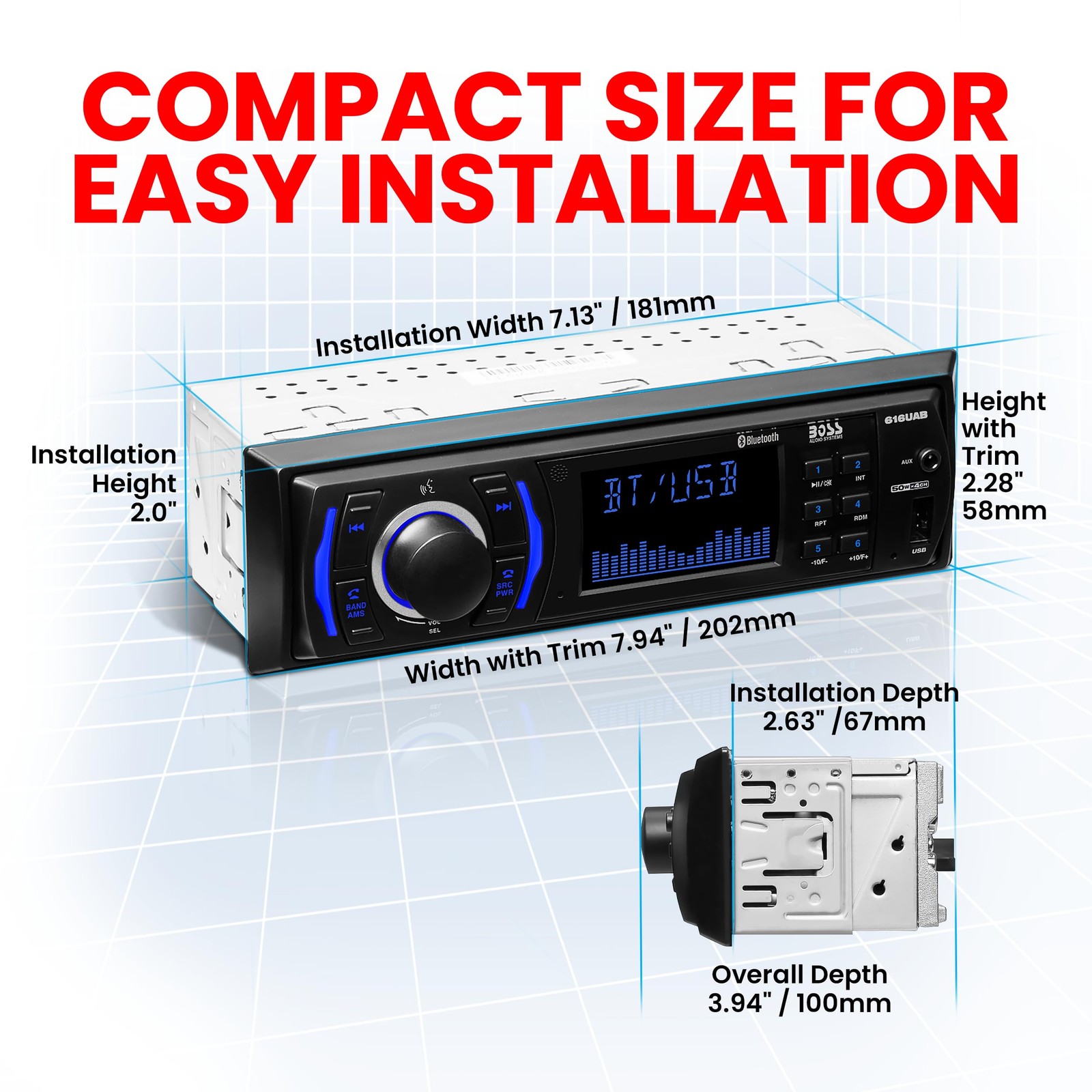 Audio Systems 616UAB Car Stereo, Bluetooth, MP3, USB, Aux In, AM/FM Radio