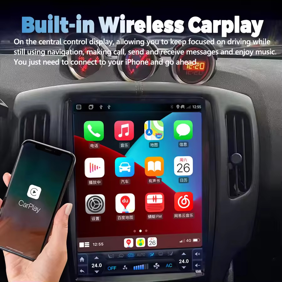 13.8″ Tesla Style Car Radio Android GPS Navi Head Unit For Nissan 370Z 2008-2019