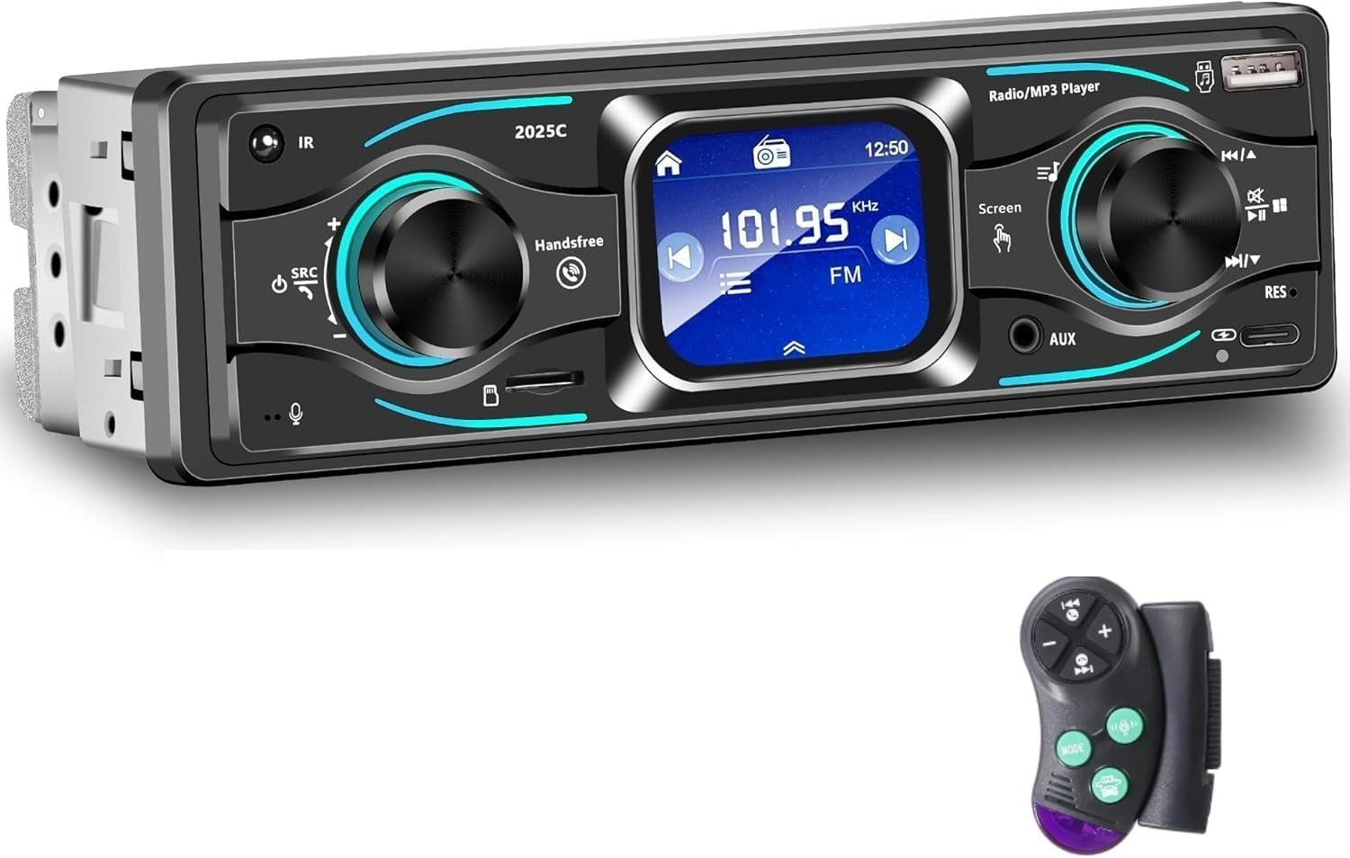 Single Din Car Stereo with Touchscreen Bluetooth, MP3 Player Supports Steerin…