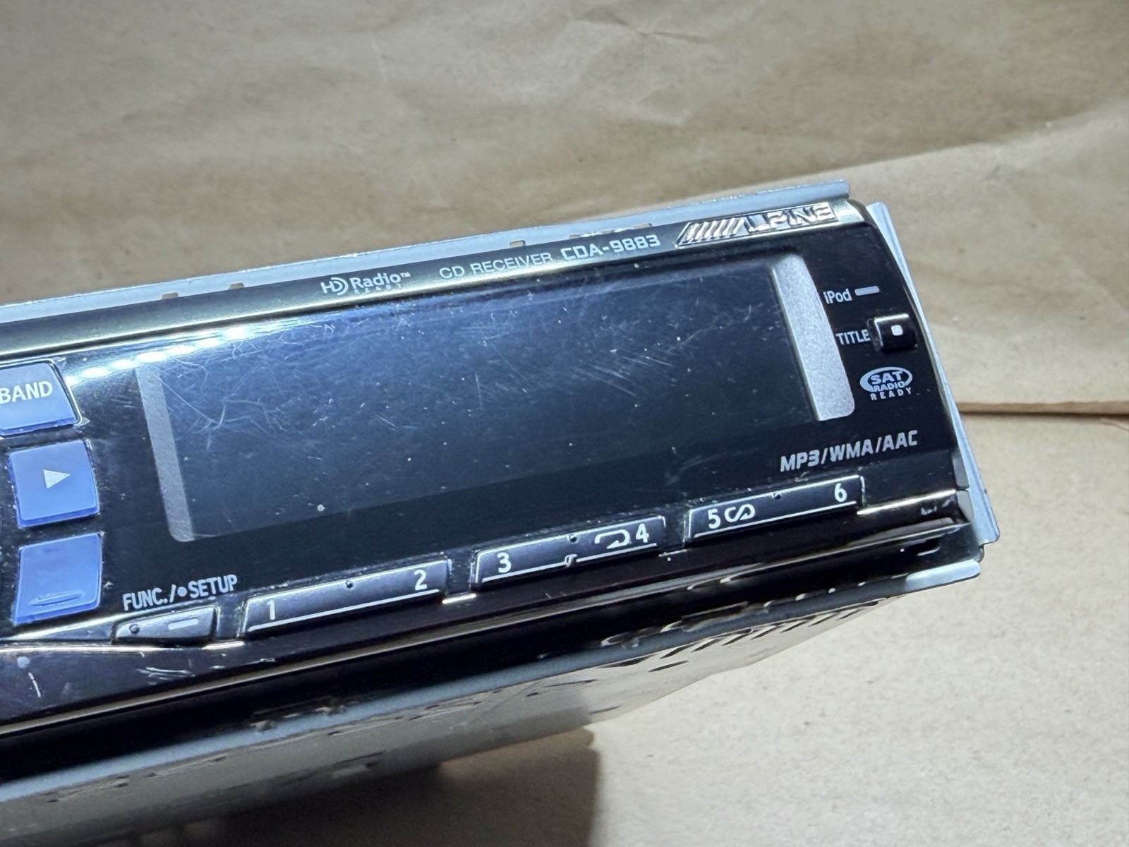 Alpine Car Radio CD MP3 WMA AAC HD Sat Ai-NET Ready CDA-9883 *Missing Knob*