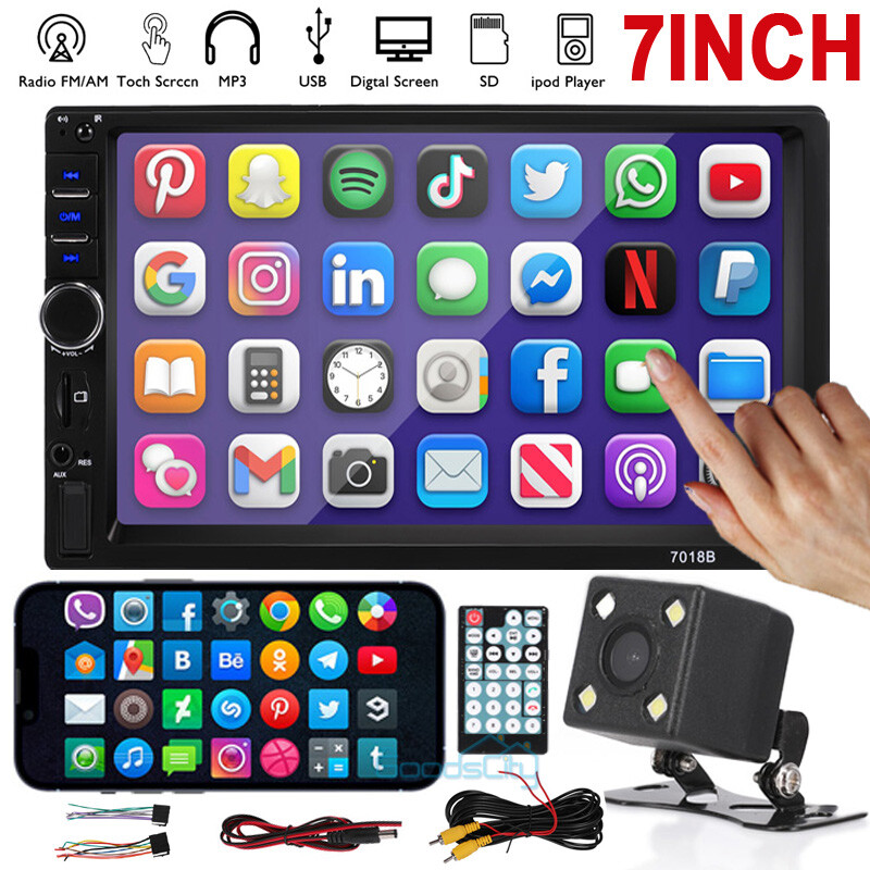 2 Din Pantalla Radio Bluetooth Para Carro Auto Con Camara De Reversa Retroceso