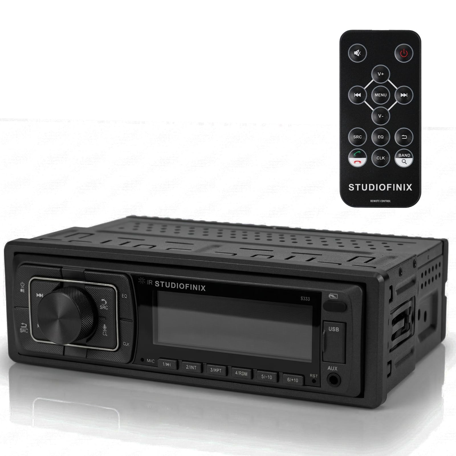 STUDIOFINIX Single Din Bluetooth 5.1 Marine Car Stereo Receiver, 240W Audio H…