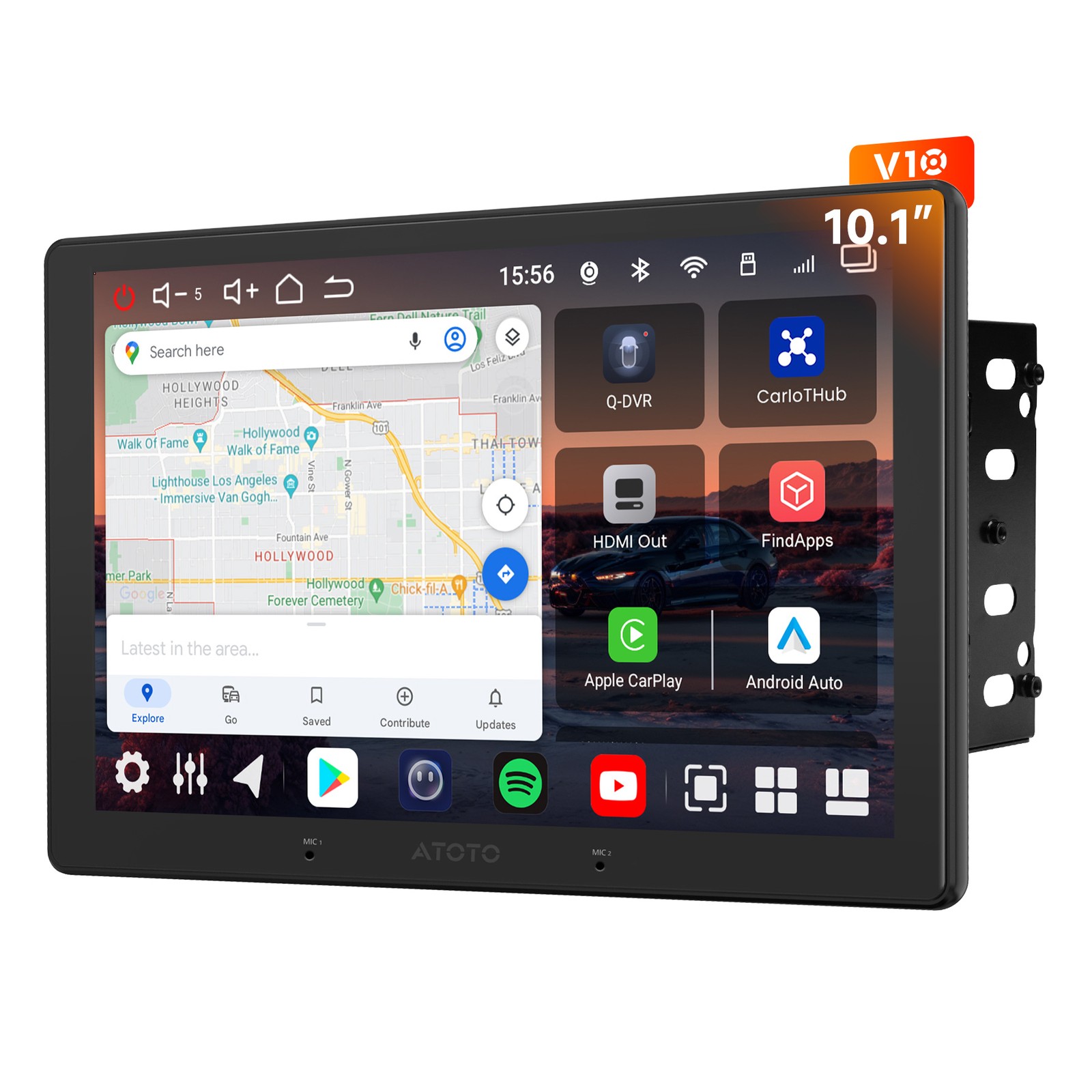 ATOTO 10.1” Android 2Din Car Stereo CarPlay & Android Auto 6G+128G Gen AI +Cam