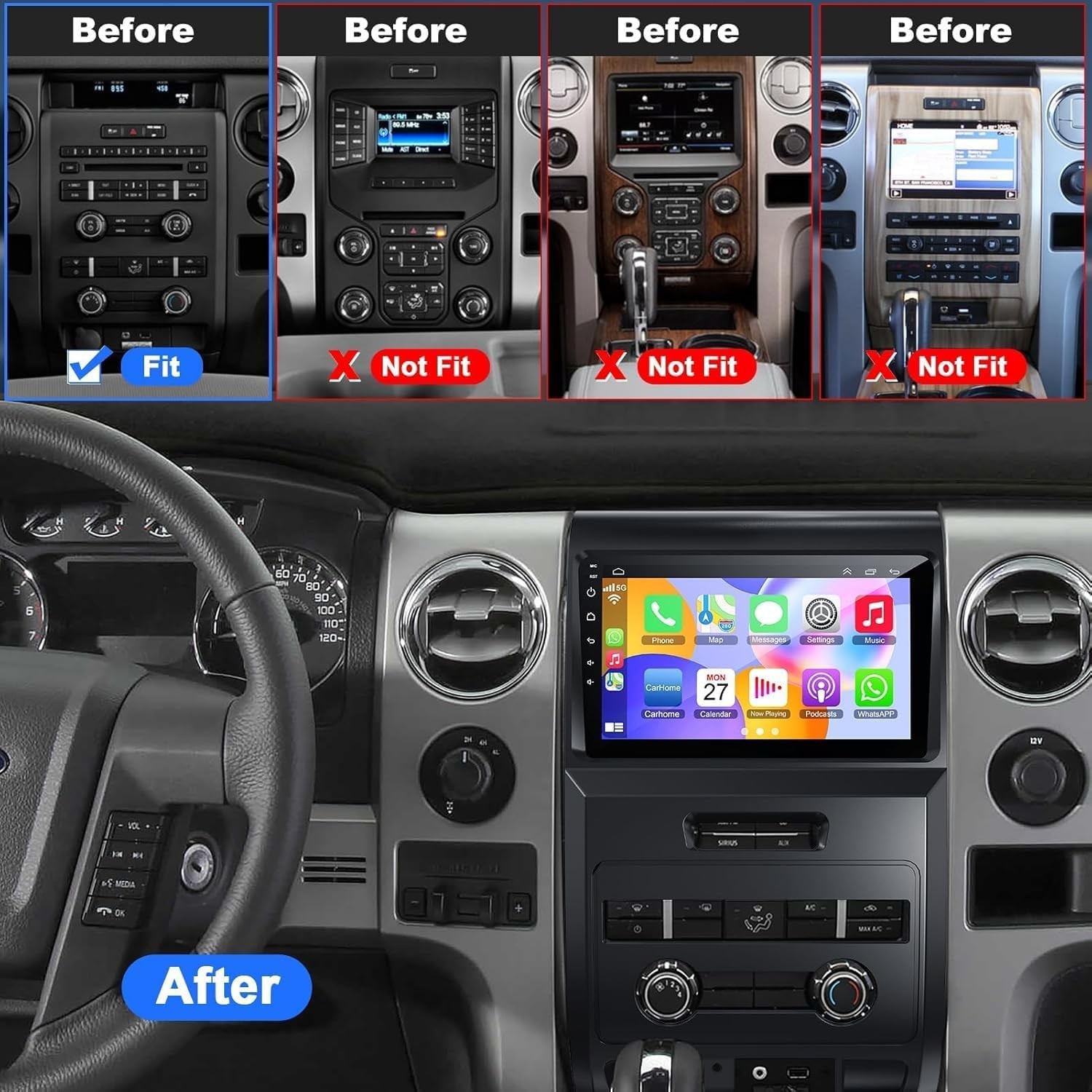 [8-core+64G] Android 15 for Ford F150 2009-2014 Car Radio, 9 Inch QLED Touch …