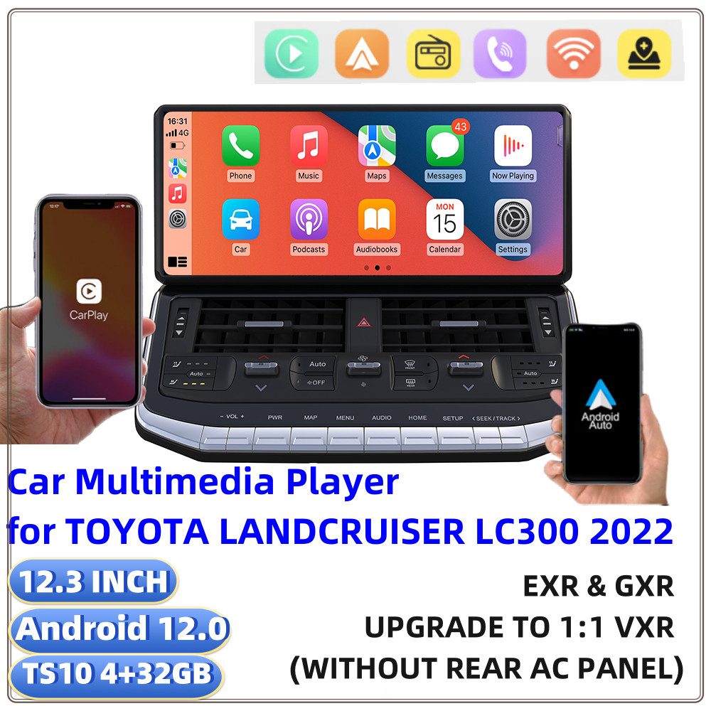 12.3″HD Car Radio for TOYOTA LAND CRUISER LC300 2022 EXR&GXR Stereo SWC BT Music
