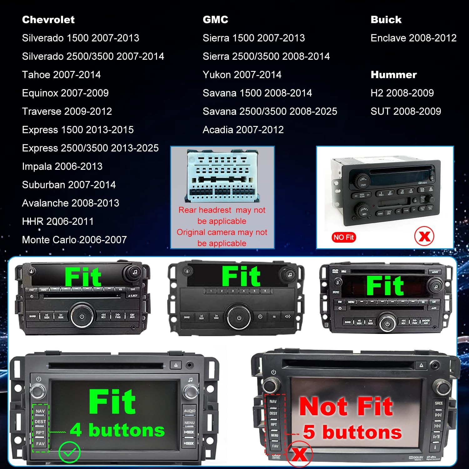 7″Touchscreen Wireless Carplay & Android Auto Stereo for Sierra Silverado