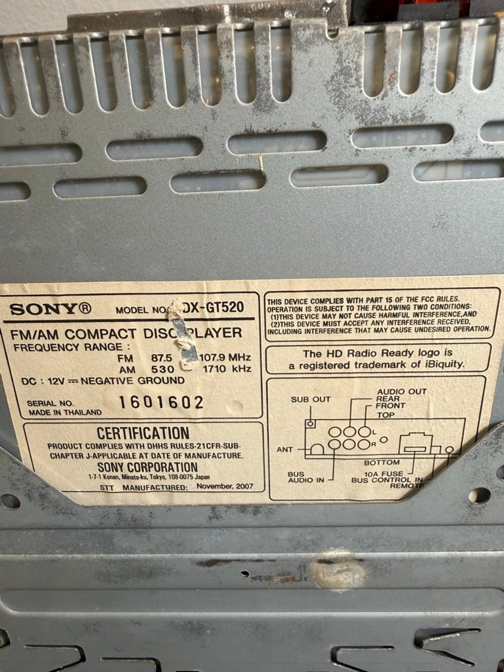 Sony Xplod CDX-GT520 car audio player