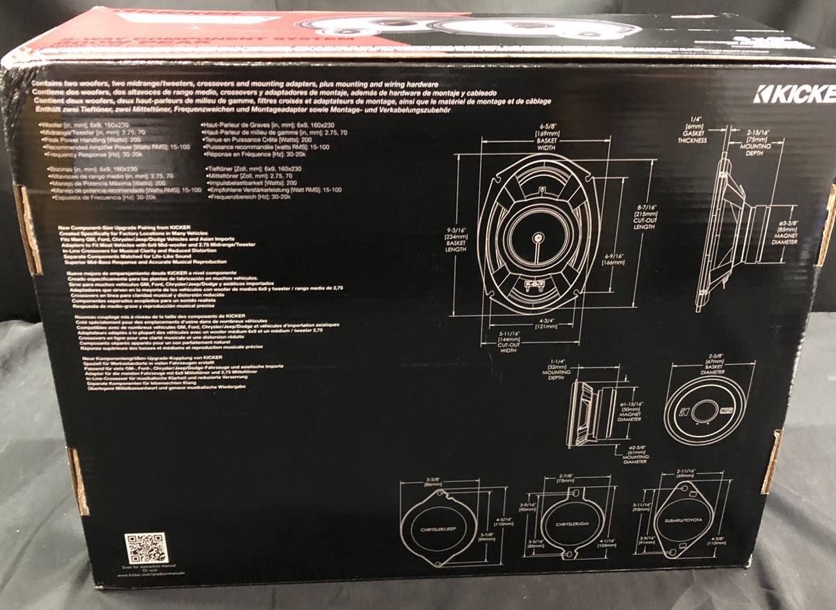 Kicker 51KSS269 6″x9″ 4Ohm 2-Way Component System 200W Peak 100W RMS (CLN071741)