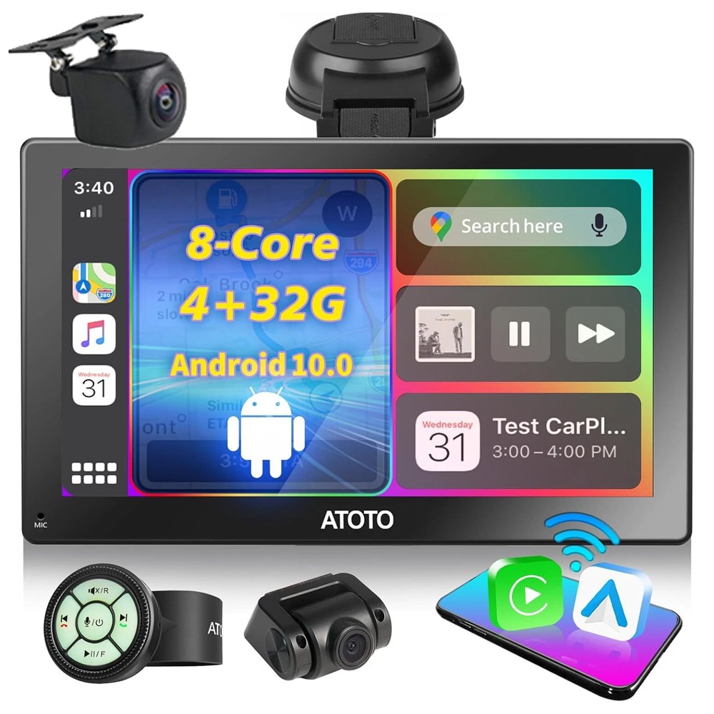 ATOTO 1280*720 9″ Screen Android 10 Portable Car Stereo GPS 4+32G AI WIFI Camera
