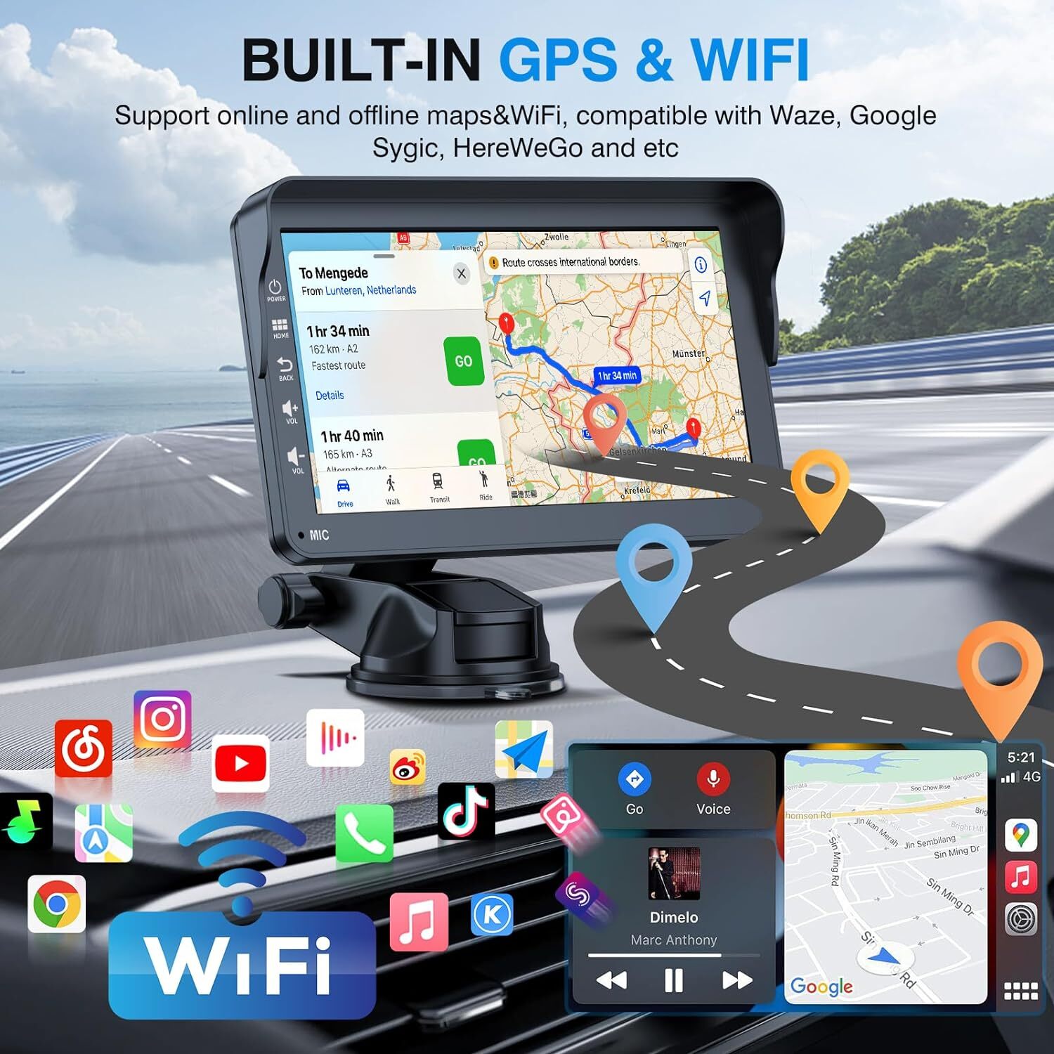 7″ Car Radio wireless Stereo Touch Screen Carplay Android For Honda Pilot 17-24