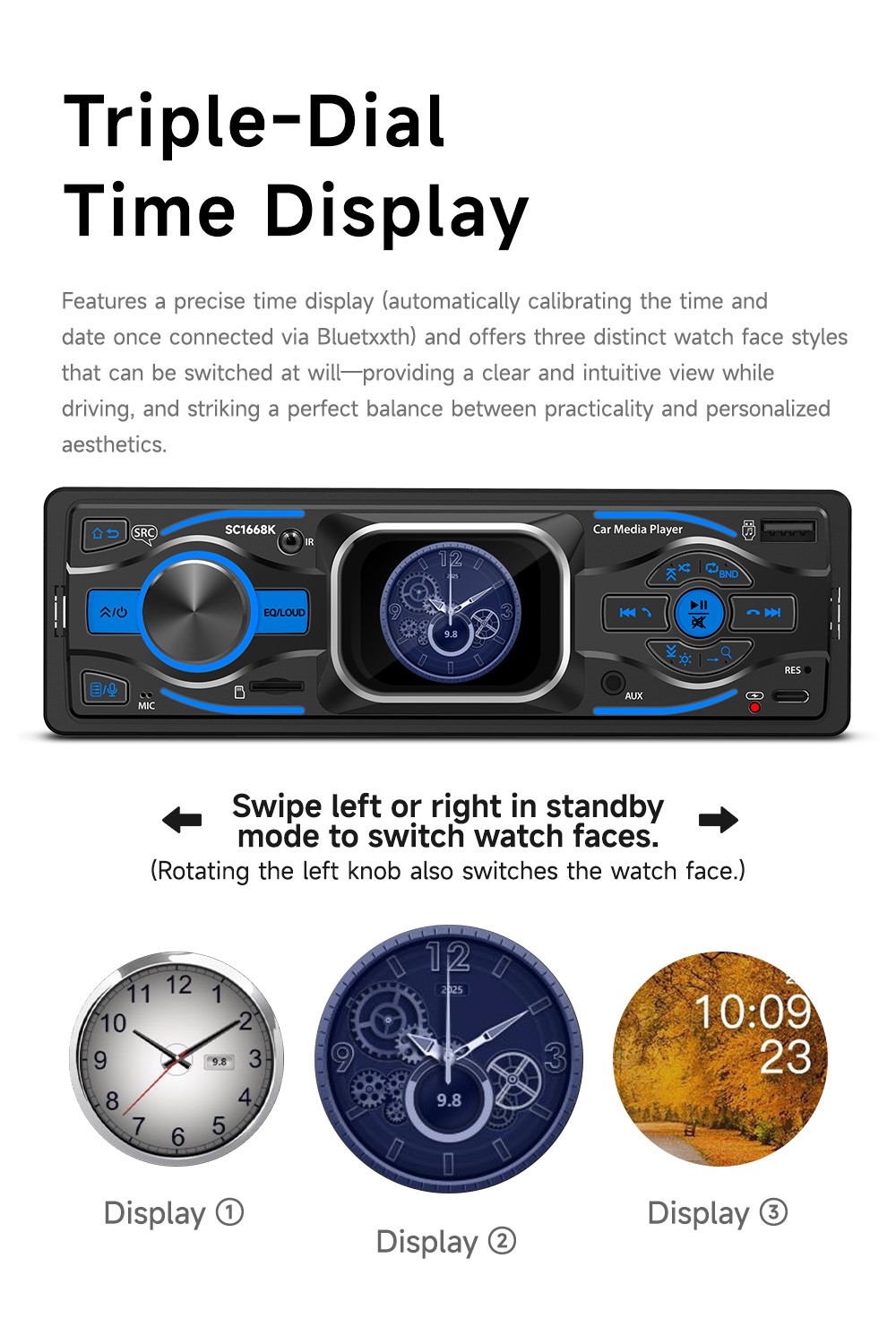 Car MP3 Player Single Din Head Unit FM RCA USB SD AUX HD Screen W/Remote Control