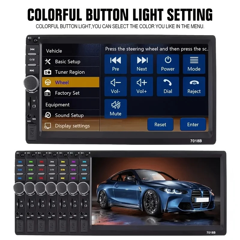 7″ 2 Din Car Stereo HD MP5 Player Bluetooth Touch Screen Radio Mrrior LinkUSB