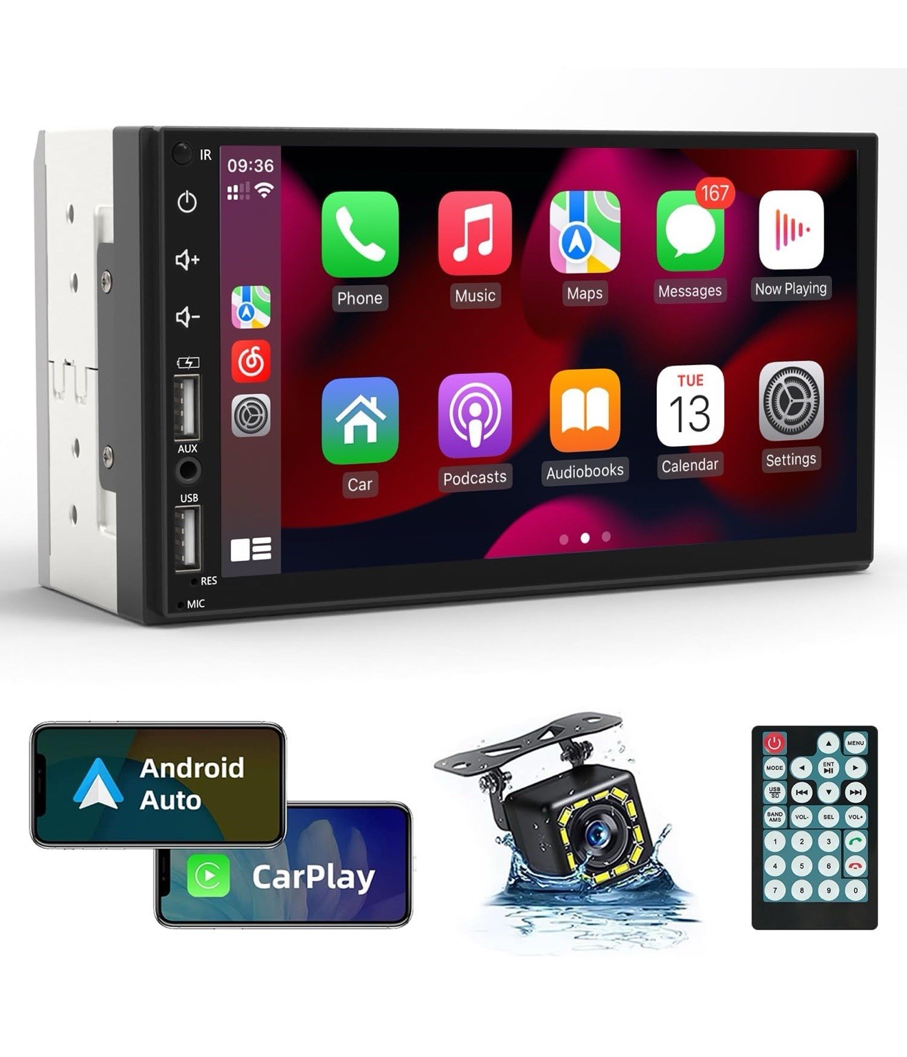 Leadfan Double Din Car Stereo Radio Support Apple Carplay&Android Auto, 7in