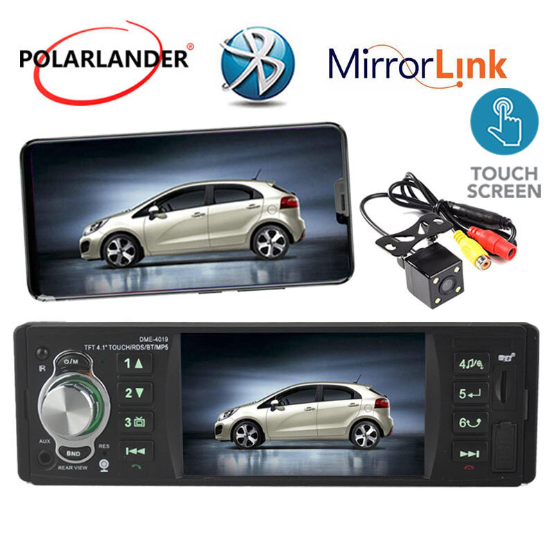 4.1” 1Din Car MP5 Player Radio Bluetooth TF FM RDS Stereo Remote Control Camera