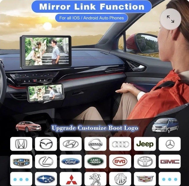 Hieha Wireless Carplay 7″ HD Portable Touchscreen Car Stereo w/Apple & Android