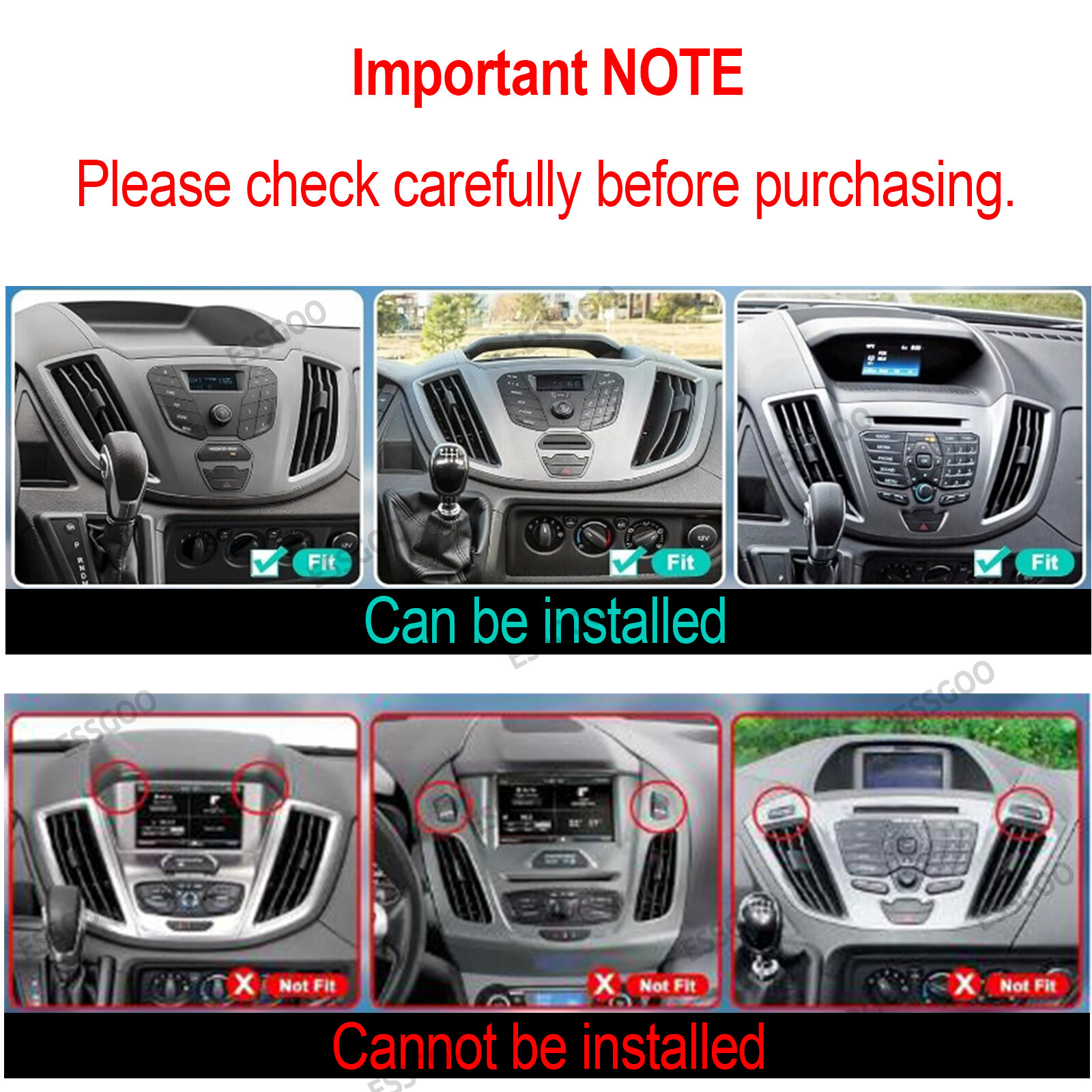 Carplay For 2015-2019 Ford Transit 150 250 350 Android 14 Car Stereo Radio GPS
