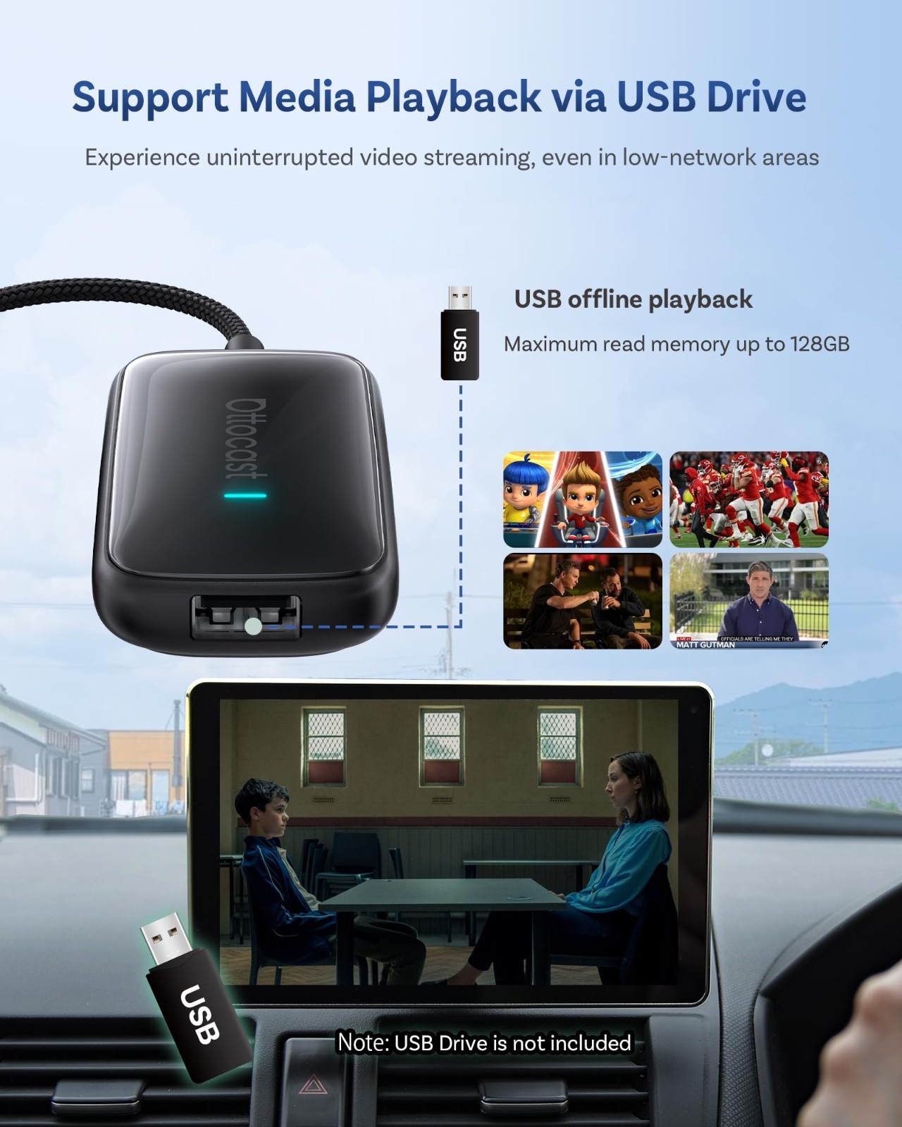 8+128G AIBox Wireless Carplay&Android Auto Multimedia Player Youtube Netflix