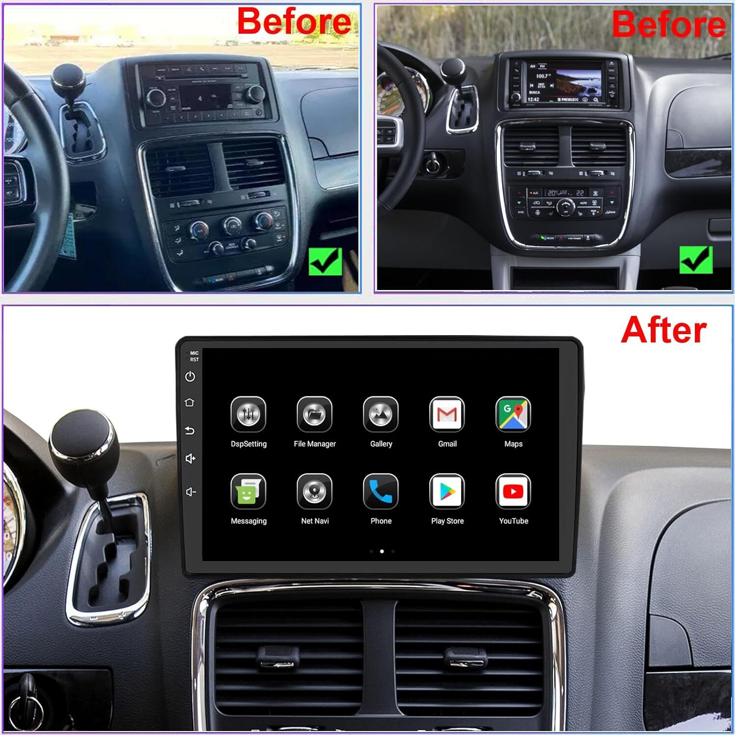 For 2011-2016 Dodge Grand Caravan Apple Carplay Car Radio Android GPS FM Stereo