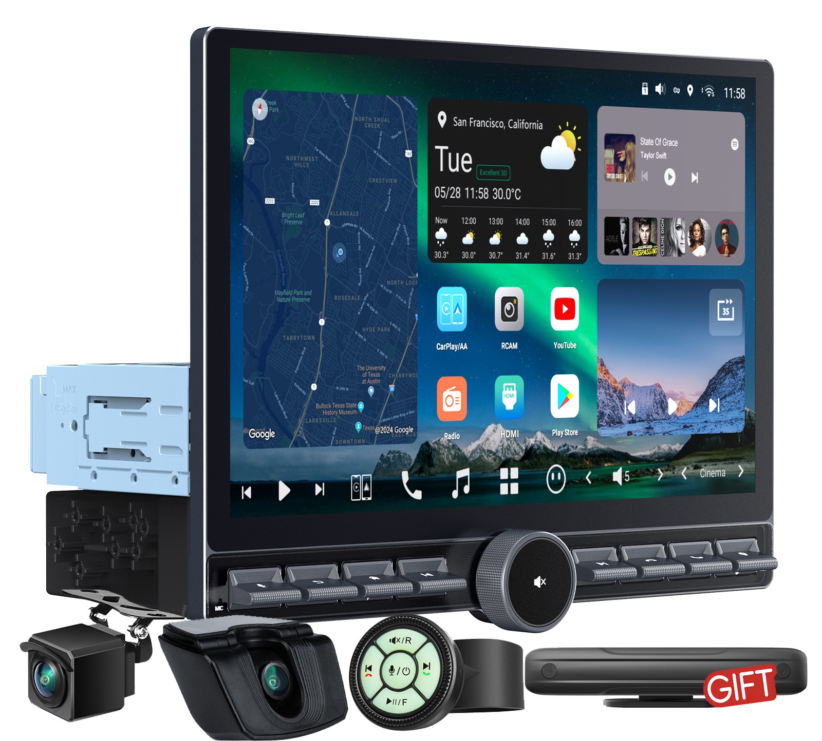 ATOTO 12.9″ AI Android Car Stereo CarPlay Full Set Built-in G-Sensor Remote Wake