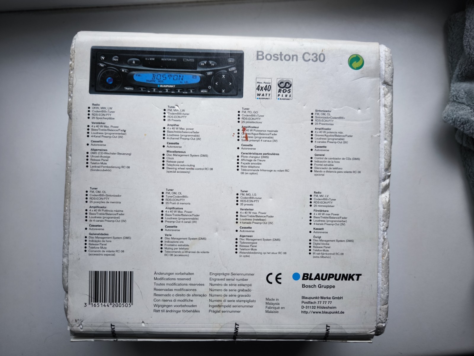 NEW Blaupunkt Boston C30 7640125510 7 640 125 510 Original Car Radio 4x40w + box