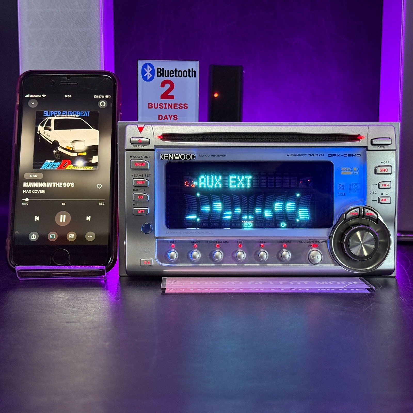 KENWOOD DPX-06MD 2DIN Car Audio CD MD Player JDM Added Bluetooth Tested In Stock
