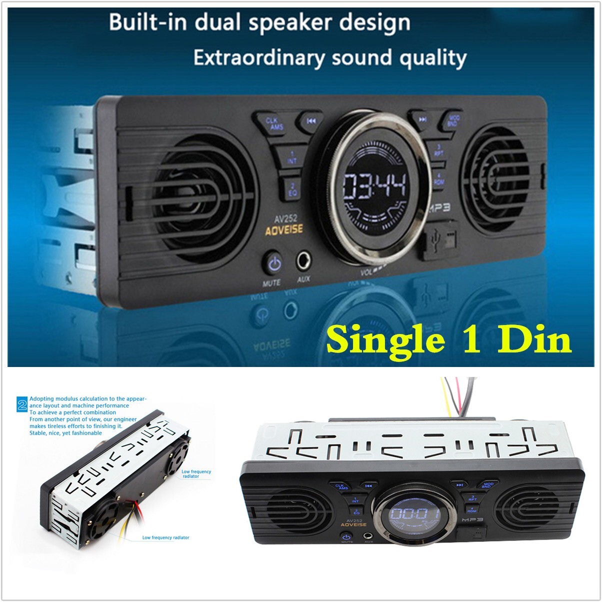 Car Stereo Radio Single Din MP3 Player Head Unit Bluetooth Audio USB/AUX/TF/FM