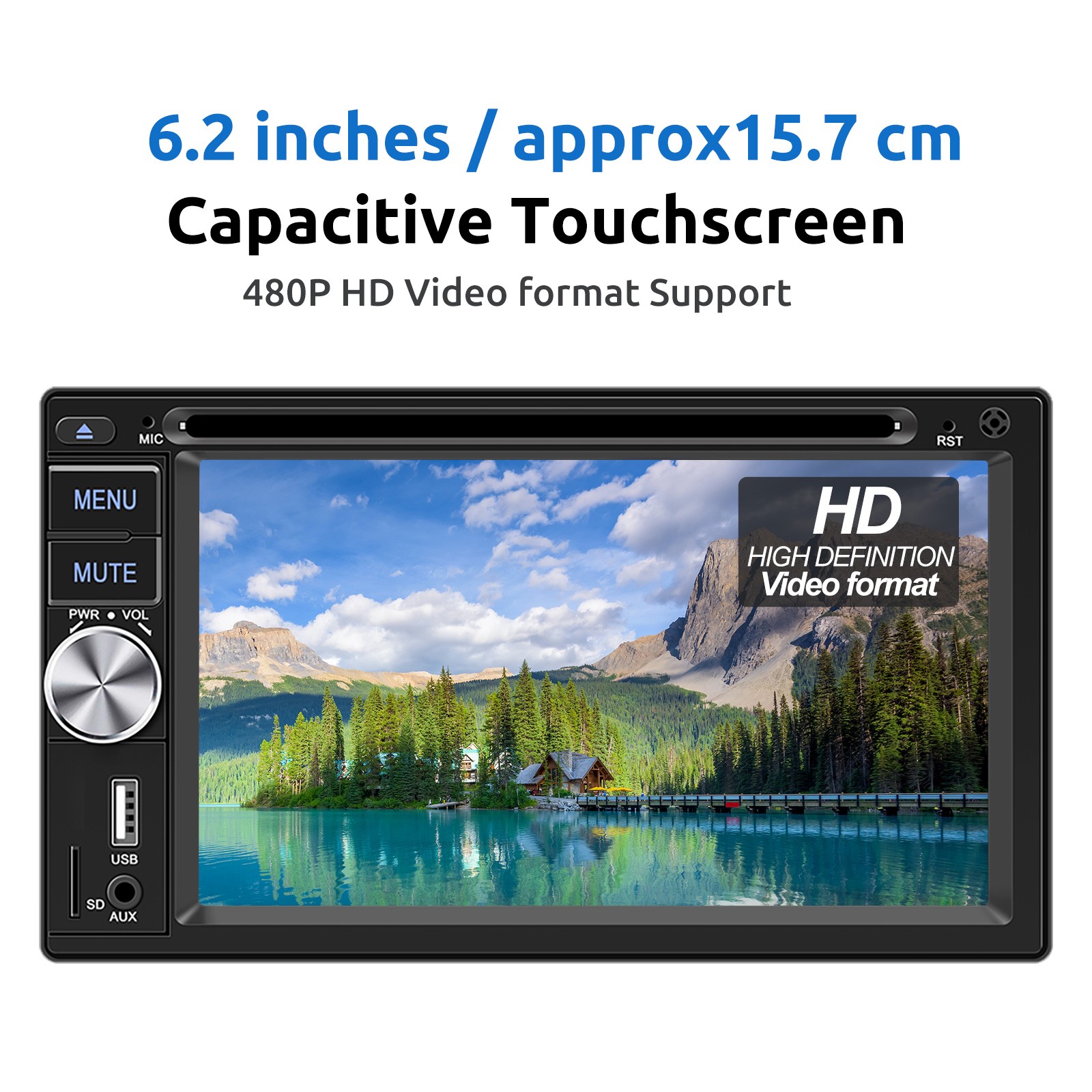 Double 2 Din 6.2″ Apple CarPlay Car Stereo Touch Bluetooth Radio CD DVD Player