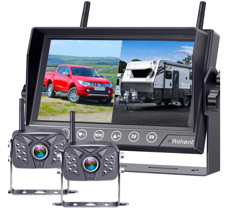 Sistema de Cámara Trasera RV 1080P con 2 Cámaras y Monitor DVR IP69K