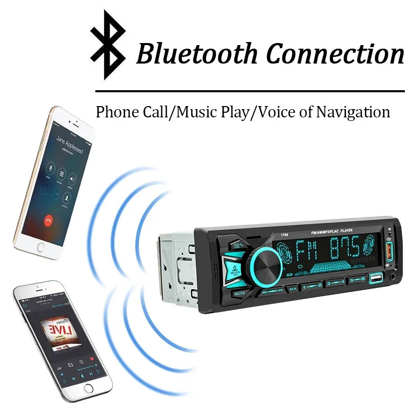 Car MP3 Player Radio Srereo Bluetooth FM Receiver Support Phone Charging USB/TF