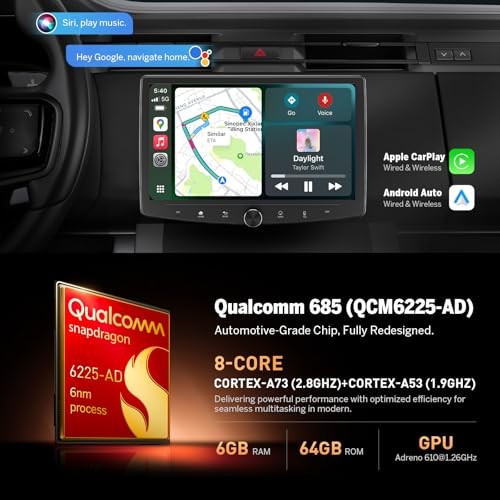Double Din Car Stereo – 6GB+64GB – 10.1 Inch Wireless CarPlay