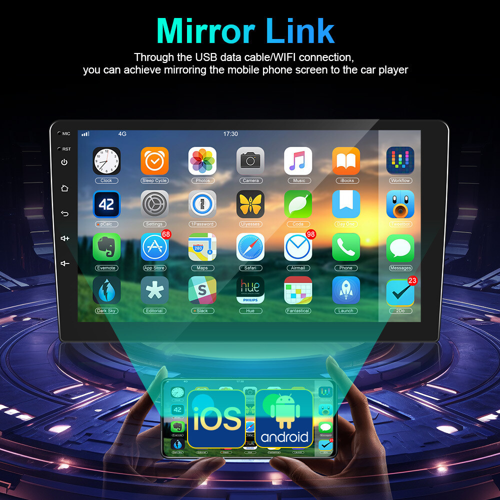 10″ Android 15 Double 2Din Car Stereo CarPlay Auto Radio GPS Navi WiFi BT 2+32GB