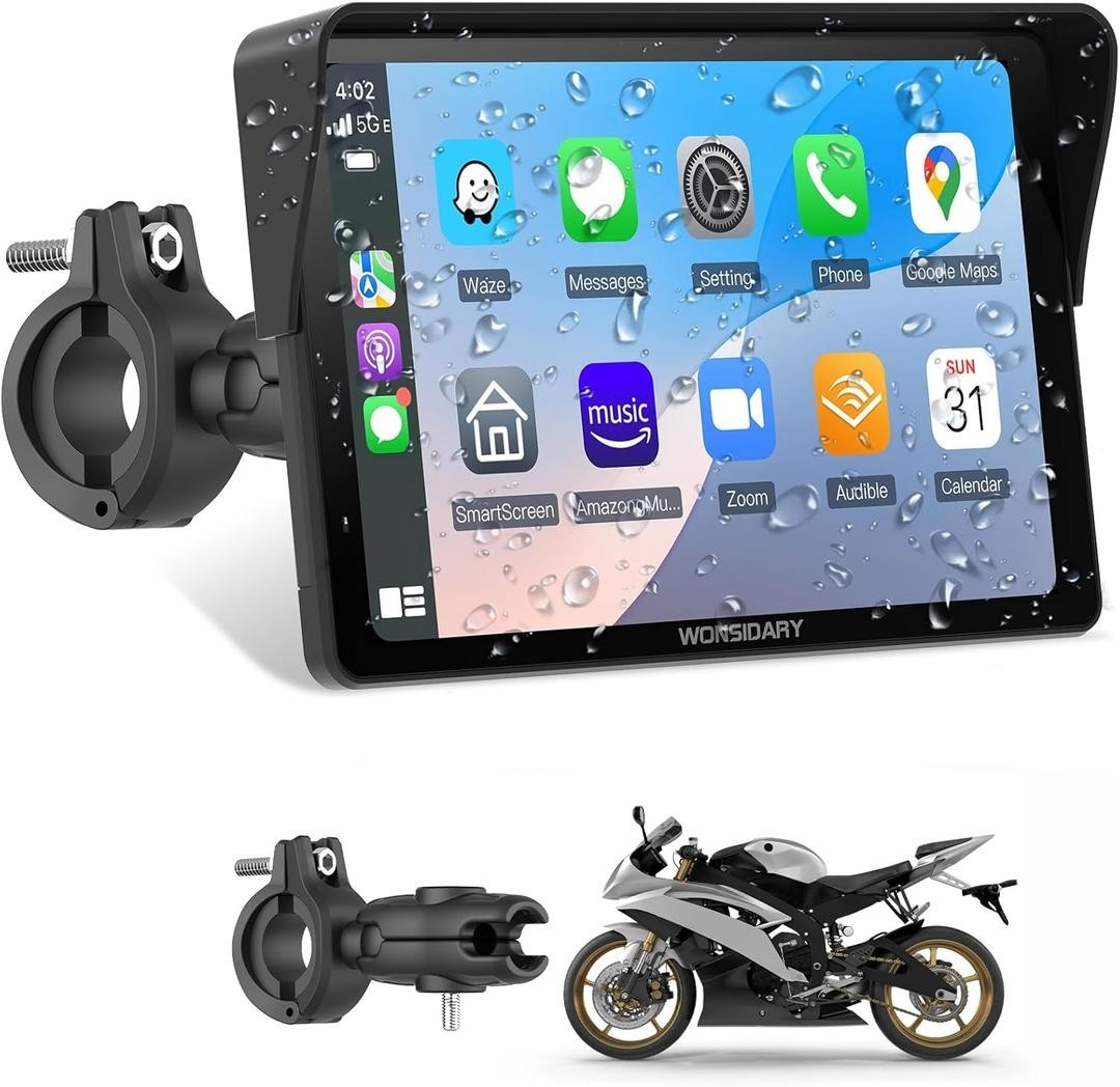 2025 Wonsidary W722 for Motorcycle CarPlay Android Auto,7 Waterproof Smart G…