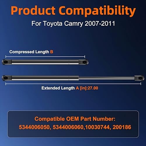 Qty (2) 6333 Hood Strut Lift Support Compatible with 2007-2011 Toyota Camry