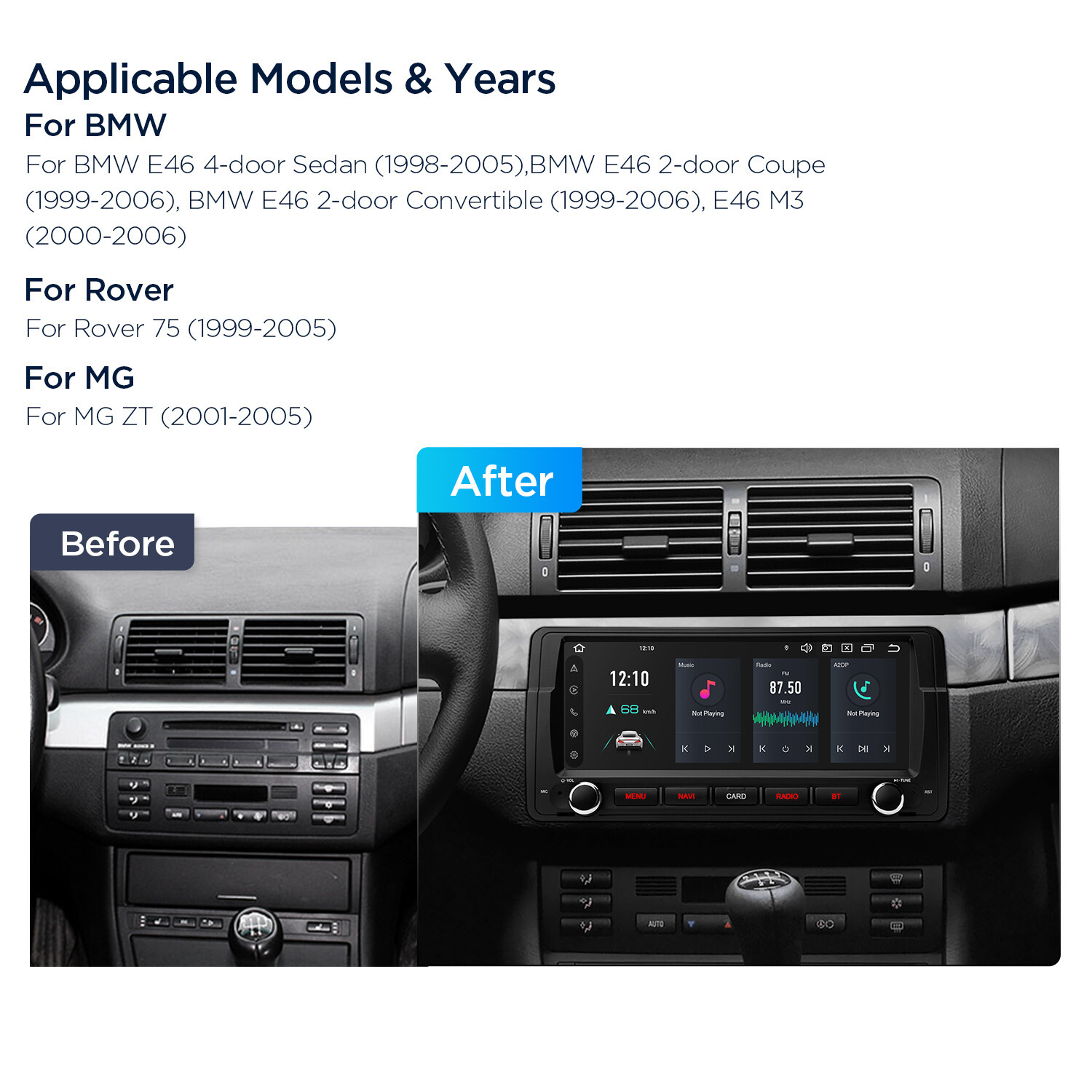 Car Stereo Radio 4G WiFi Android 13 8-Core GPS Sat Navi 32GB DSP For BMW E46 M3