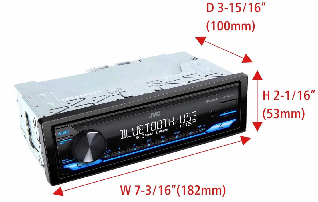 KD-SX27BT Bluetooth Car Stereo, 100W USB/AUX Single DIN Receiver