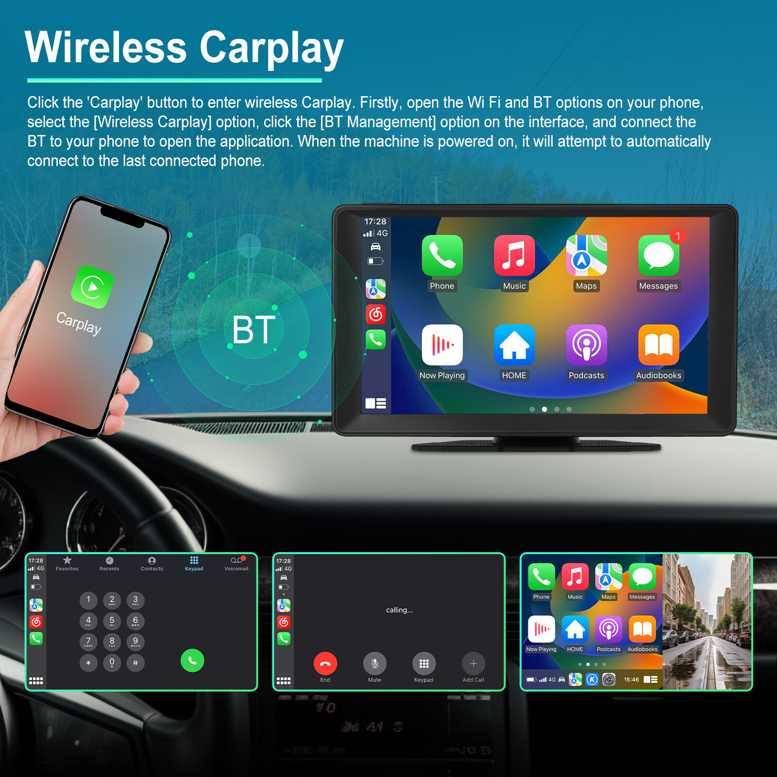 9” 4K Dash Cam Car DVR Video Recorder Monitor Stereo Radio Bluetooth MP5 Player