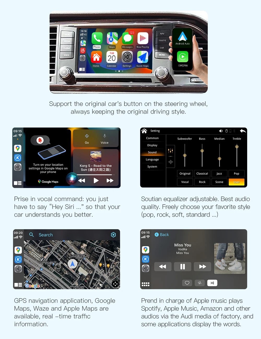 Wireless CarPlay Android Auto Retrofit Kit For Volkswagen With MIB1/MIB2 System
