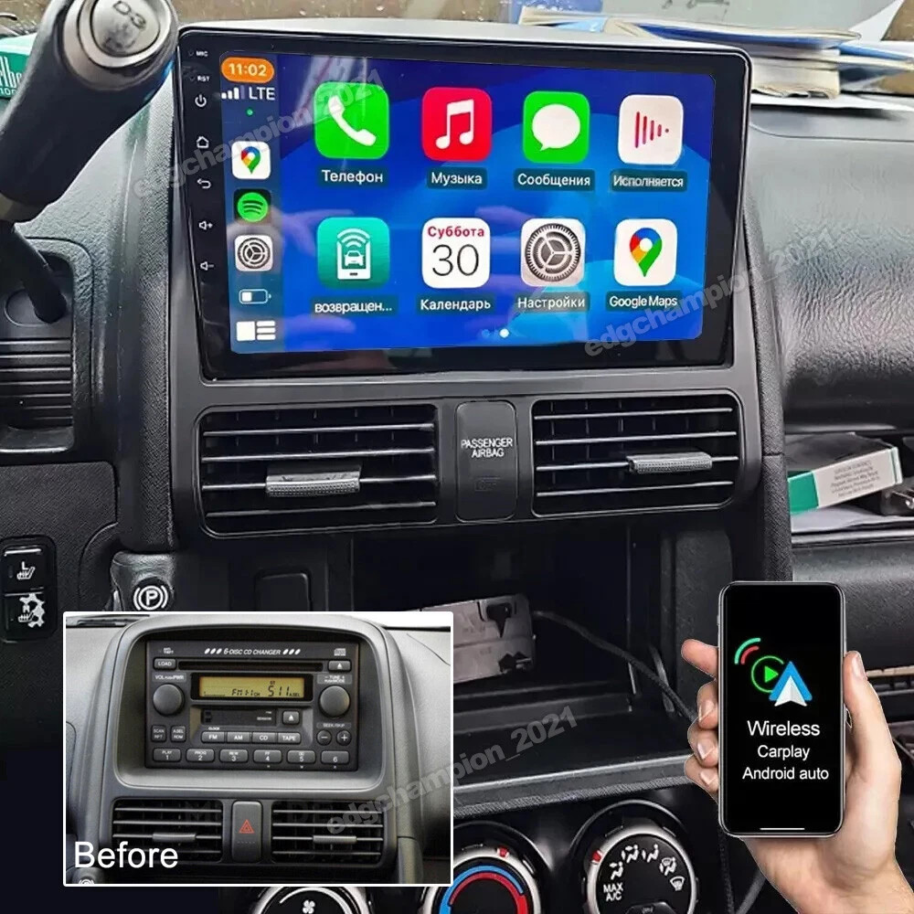 4+64GB For Honda CR-V CRV 2002-2006 Apple CarPlay Android 15 Car Stereo Radio FM