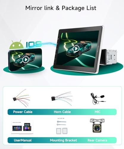 10.1 inch Single Din Car Stereo with AM/FM/RDS Wireless Carplay Android Auto,