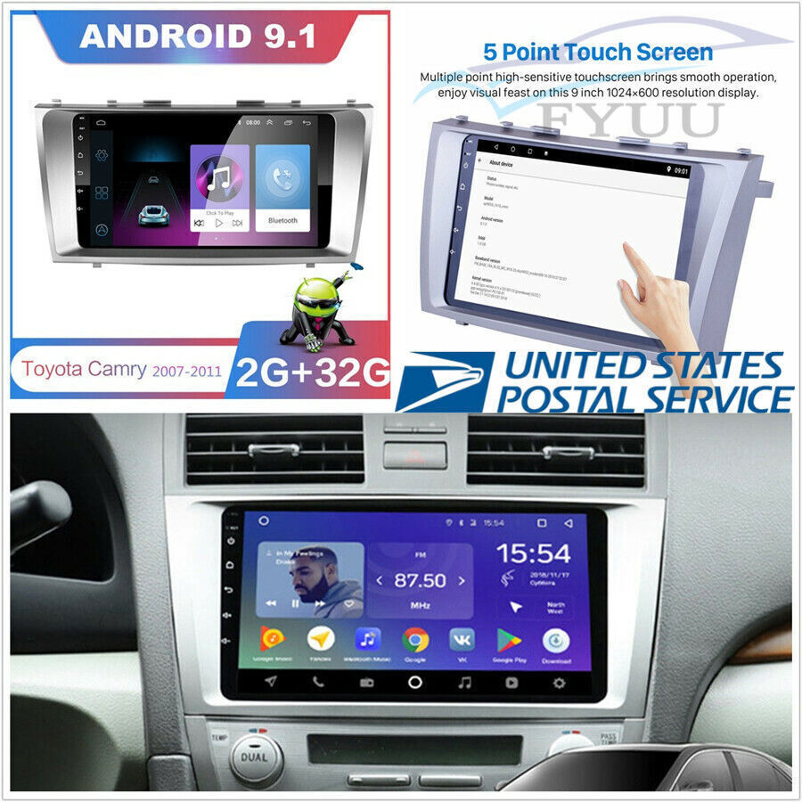 Android 9.1 Quad-core 9″ GPS RAM 2GB ROM 32GB BT DAB Wifi OBD For Camry 2007-11
